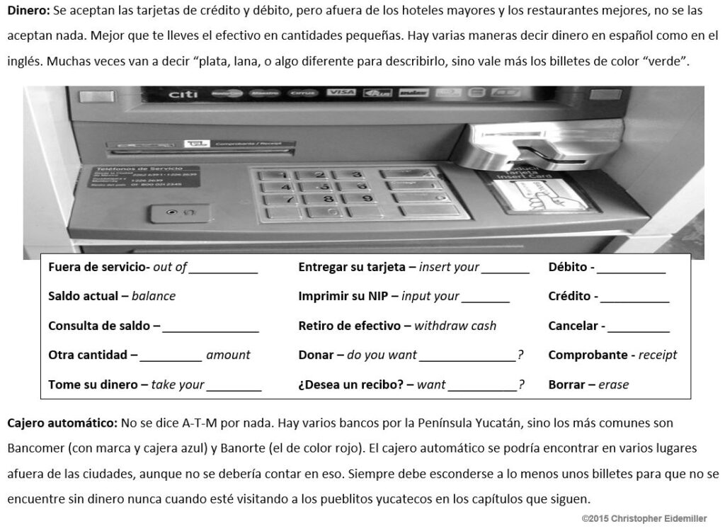 Vocabulary Activity Cajero Automatico